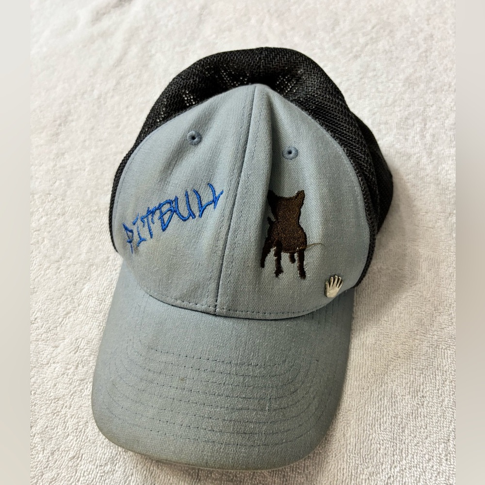 No Bad Ideas Flexfit Cap Blue Black Mesh Baseball Hat Pitbull Crown Stretch